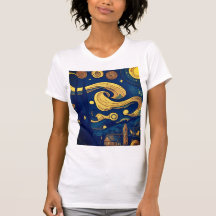 Van Gogh Tshirt, nuit étoilée générée par l'IA