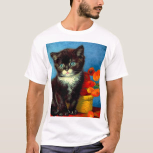 T-shirt Van Gogh Tuxedo Cat