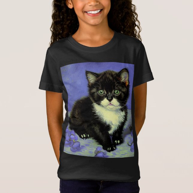 T-Shirt Van Gogh Tuxedo Kitten (Devant)