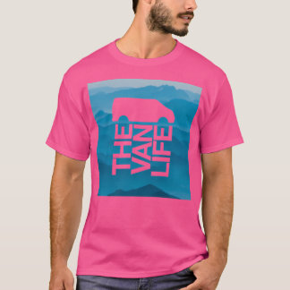 T-shirt Van Life Logo Blue Mountain Stencil