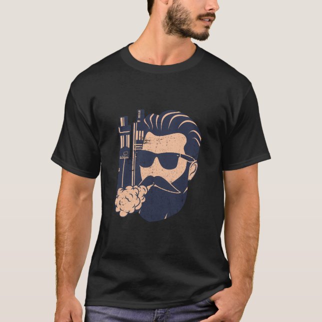 T-shirt Vape Vaping Porté Homme E-Cigarette (Devant)