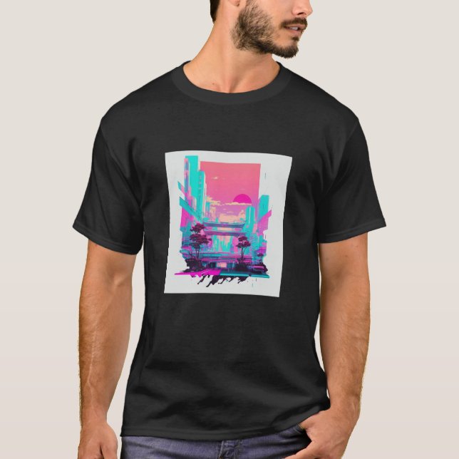 T-shirt Vaperwave Aesthetic Glitch Retrowave Synthwave  11 (Devant)