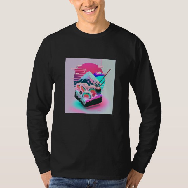 T-shirt Vaperwave Aesthetic Glitch Sushi Retrowave Synthwa (Devant)