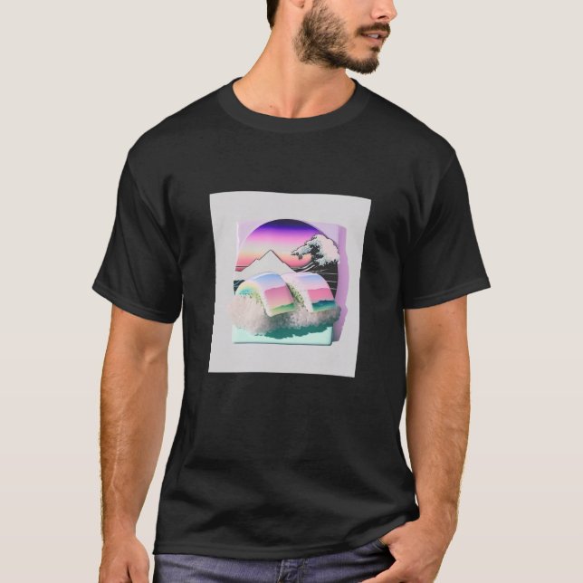 T-shirt Vaperwave Aesthetic Glitch Sushi Retrowave Synthwa (Devant)