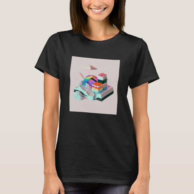 T-shirt Vaperwave Aesthetic Glitch Sushi Retrowave Synthwa (Devant)