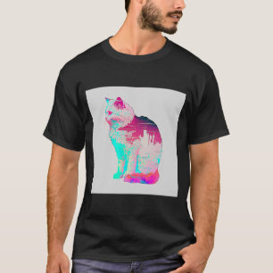 T-shirt Vaperwave esthétique Glitch Cat Retrowave Synthwav