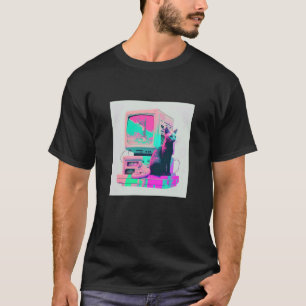 T-shirt Vaperwave Esthétique Glitch Chat Retrowave Synthwa