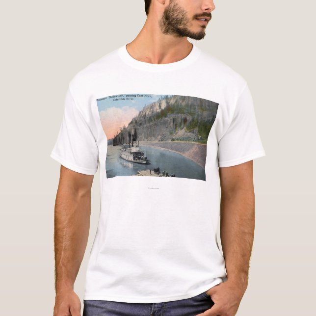 T-shirt Vapeur de ville de Dallas sur le fleuve Columbia (Devant)