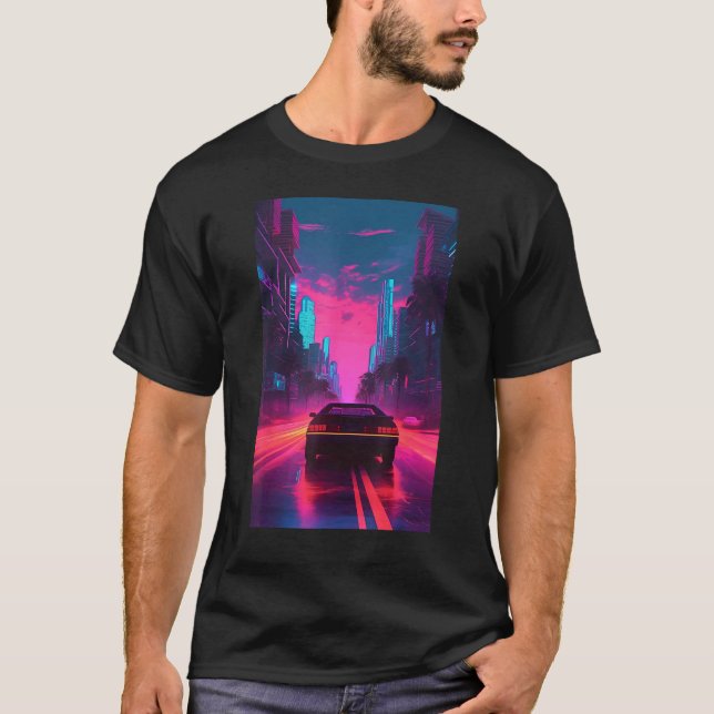 T-shirt Vaporwave Aesthetic Outrun Synthwave Retrowave (Devant)