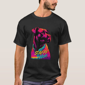 T-shirt Vaporwave American Staffordshire Terrier Mom Futur