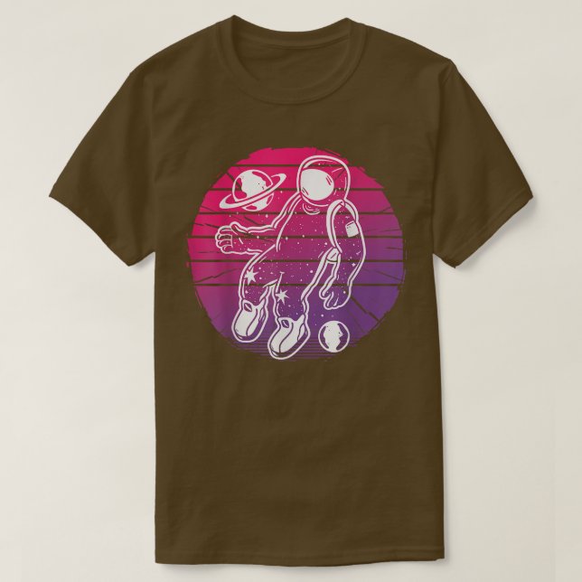 T-shirt Vaporwave astronaut floating net to some planets,  (Design devant)