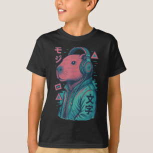 T-shirt Vaporwave Capybara Anime d'art japonais Manga Ukiy