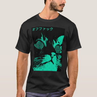 T-shirt Vaporwave Cool Cat Japanese Urban Neon Style frien
