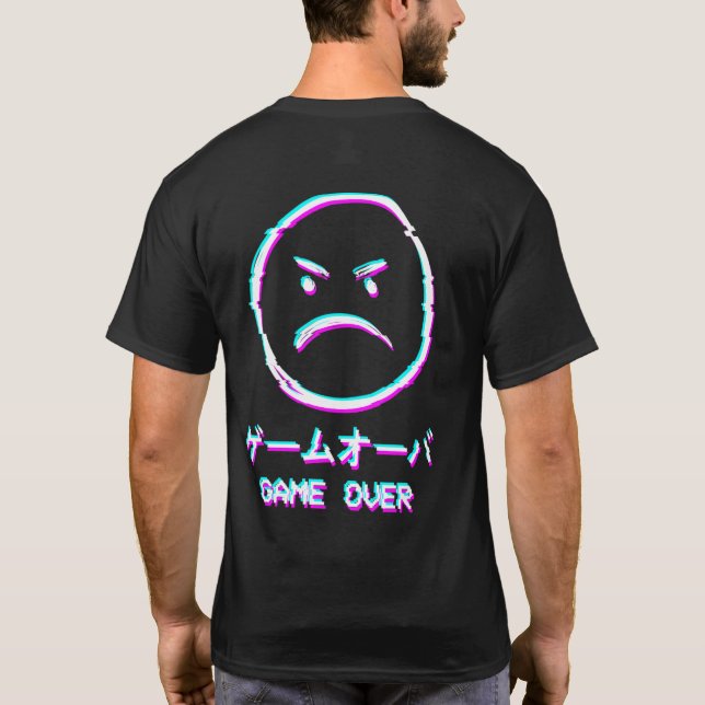T-shirt Vaporwave Esthétique Angry Face Japonais Jeu sur (Dos)