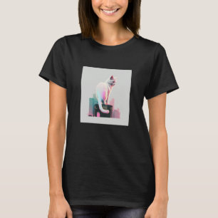T-shirt Vaporwave Esthétique Glitch Chat Rétrowave Synthwa