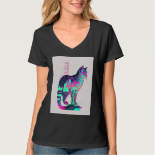 T-shirt Vaporwave Esthétique Glitch Chat Rétrowave Synthwa
