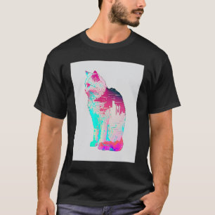 T-shirt Vaporwave Esthétique Glitch Chat Rétrowave Synthwa