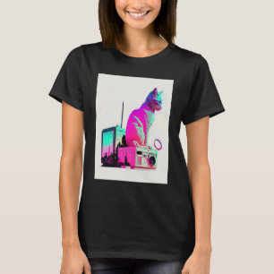 T-shirt Vaporwave Esthétique Glitch Chat Rétrowave Synthwa