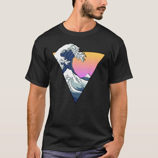 T-shirt Vaporwave esthétique Grande vague Triangle Rétro (Devant)