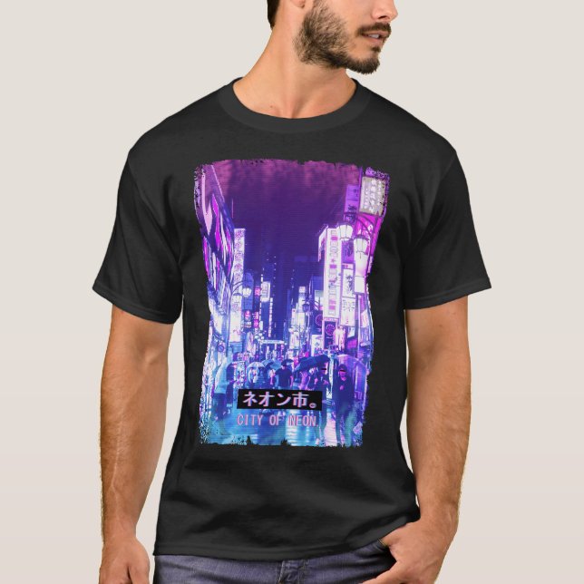 T-shirt Vaporwave Japan Street Mode Tokyo City Rush (Devant)