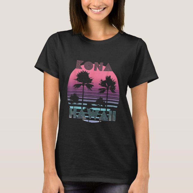T-shirt Vaporwave Kona Hawaii Coucher de soleil Surf Throw (Devant)