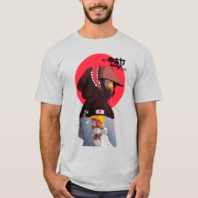 T-shirt Vaporwave Modern Urban Cybperunk Style Samurai  (Devant)