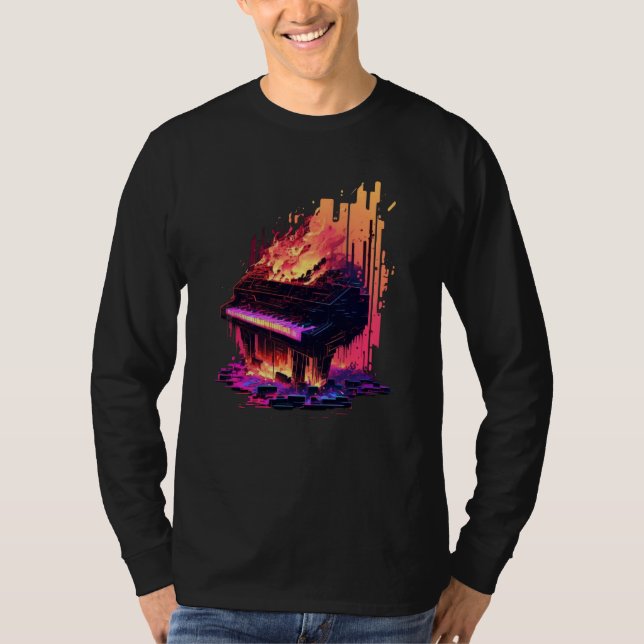 T-shirt Vaporwave Piano (Devant)