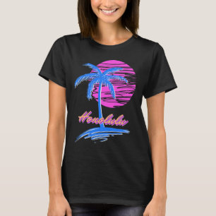 T-shirt Vaporwave Synth Outrun Sunset 80s Plage Rétro Hono