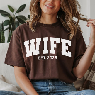 T-shirt Varsity Wifey Hubby Shirt, Custom Engagement Gift