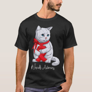 T-shirt Vasculitis Awareness Month Red Ribbon Cat funny
