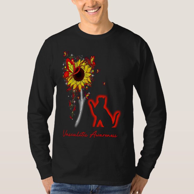 T-shirt Vasculitis Awareness SunflowerButterfly Cat (Devant)