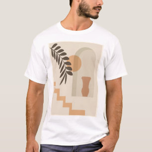 T-shirt Vase Feuille Escalier Soleil, Art Géométrique Abst