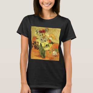 T-shirt Vase japonais, roses, anémones par Vincent van Gog