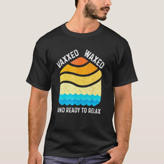 T-shirt Vaxxed Et Prêt À Se Détendre Retro Sunset Beach (Devant)