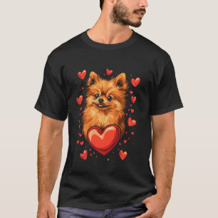 T-shirt Vecteur de chien Pomeranian de la Saint-Valentin