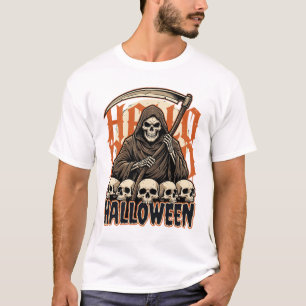 T-shirt Vecteur de crâne de faucheuse d'Halloween