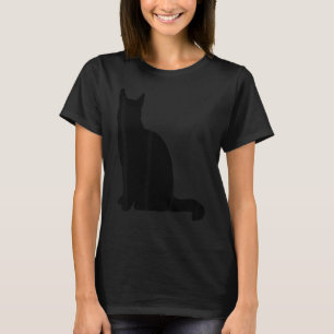T-shirt Vecteur Silhouette de chat noir coupé