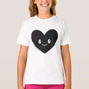 T-Shirt Vectoriel Cœur Noir Sourire