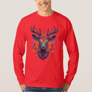 T-Shirt vectoriel tête de cerf fée coloré