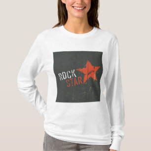 T-shirt Vedette de Rock Étoile Rouge en Distress