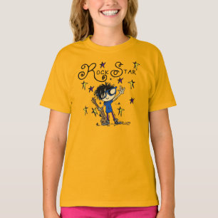 T-shirt Vedette du rock de garçon de cheveux noirs