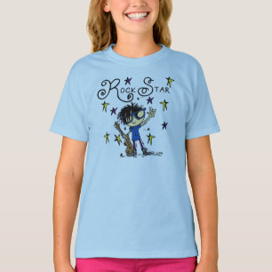 T-shirt Vedette du rock de garçon de cheveux noirs