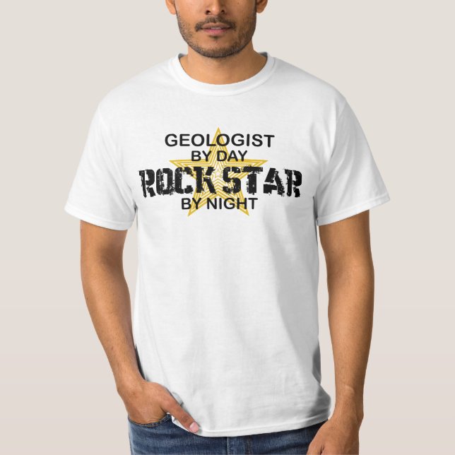 T-shirt Vedette du rock de géologue par nuit (Devant)