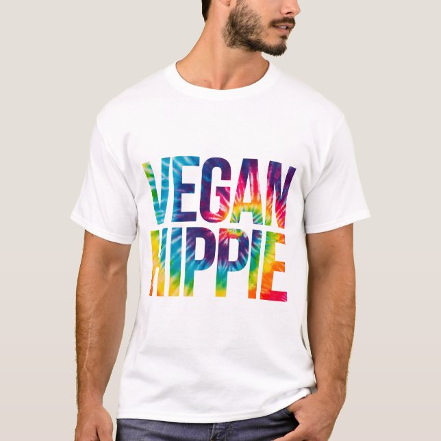 T-shirt Vegan Hippie Tie Dye Funny Hippie Vegan (Devant)