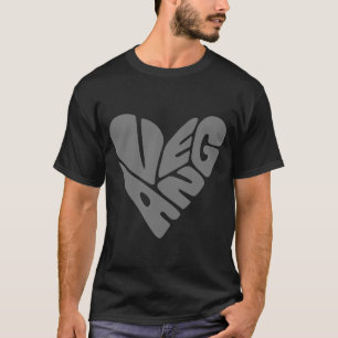 T-shirt Vegan Modern Text Gros Grey Heart Simple Design