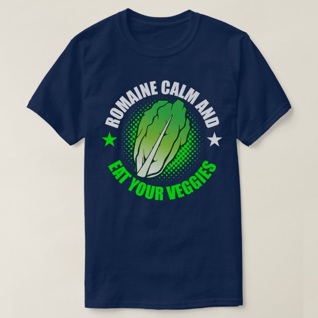 T-shirt Vegan Vegetarian Gardening Romaine Calm Pun 1719 (Design devant)