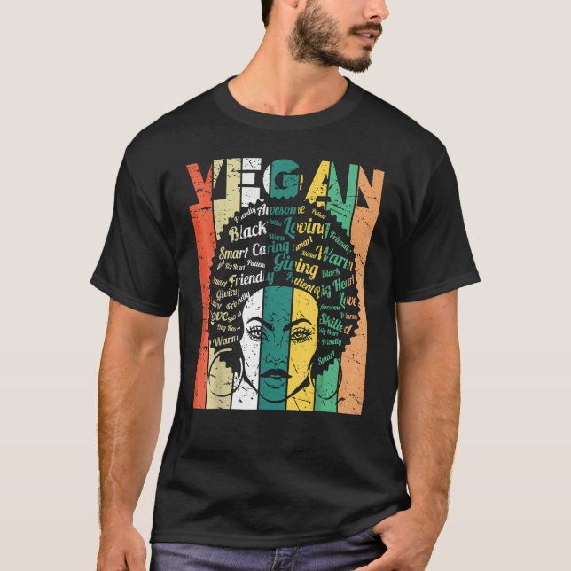 T-shirt Vegans Black Women Black History Afro African Prid (Devant)