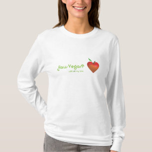 T-shirt Végétalien cru avec tout mon amour (coeur rouge 