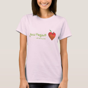 T-shirt Végétalien cru avec tout mon amour (coeur rouge 
