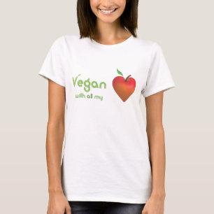 T-shirt Végétalien de tout mon coeur (coeur rouge de
